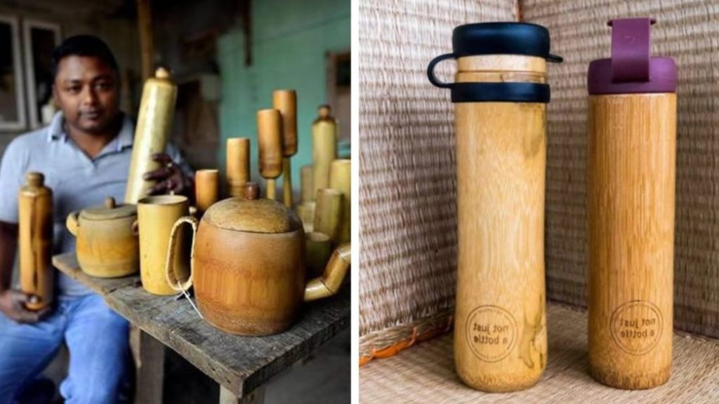 Regalan botellas de bambú para cuidar el medio ambiente