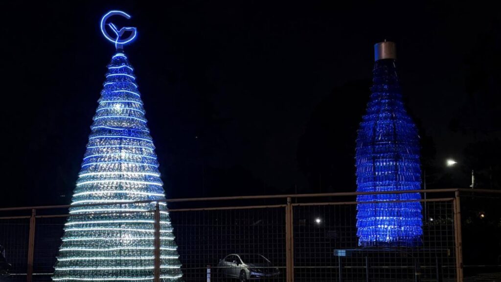 Tradición sostenible: 26 años del árbol navideño que ilumina y promueve el reciclaje