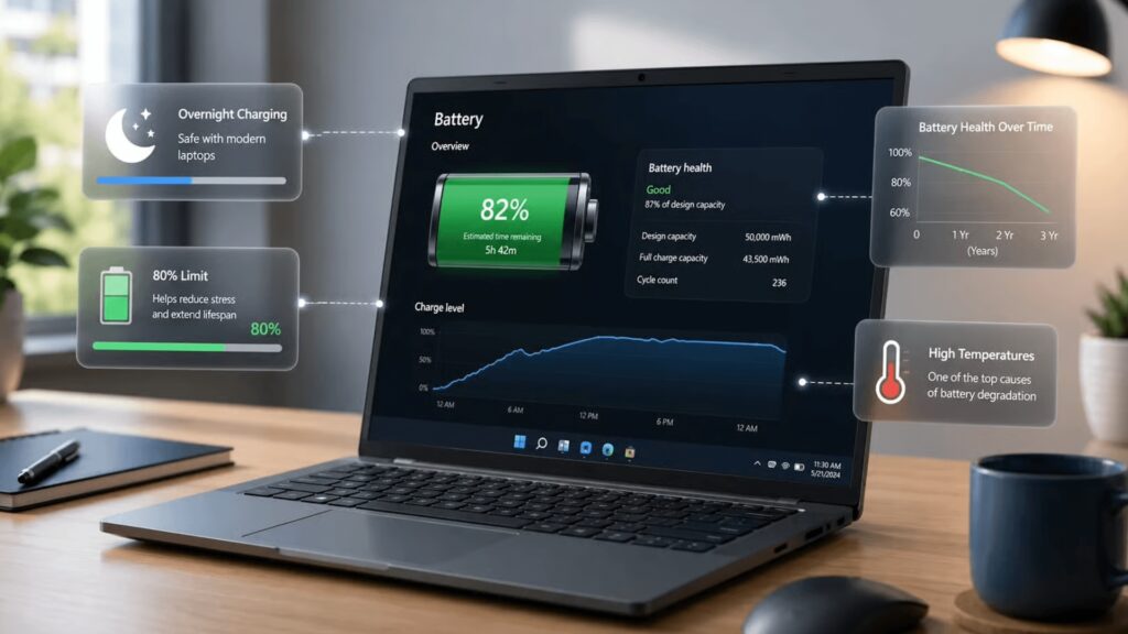Batería de laptops: qué realmente la degrada y cuáles son los mitos sobre su carga